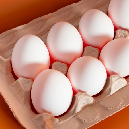chicken white eggs in a box. Generative AIの素材
