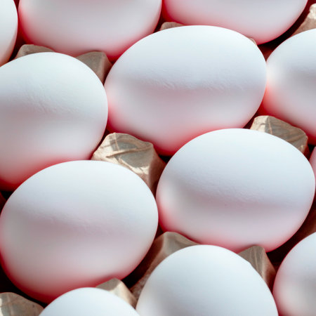 chicken white eggs in a box. Generative AIの素材