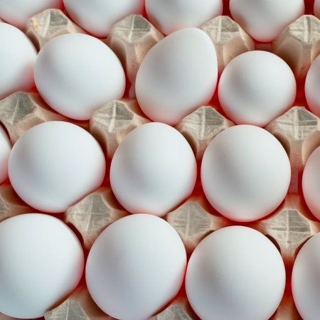 chicken white eggs in a box. Generative AIの素材