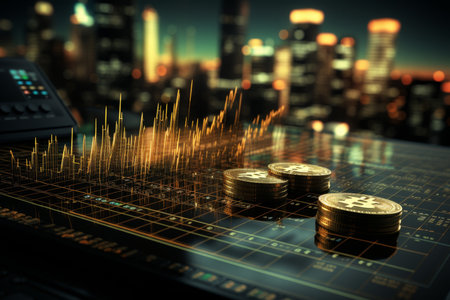 Detailed illustration of bitcoins growth chart in various global currency marketsの素材