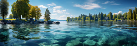 Stunning tropical beach with palm trees and serene lagoon - high quality stock photoの素材