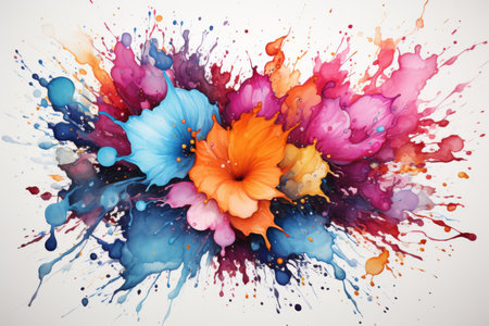Colorful watercolor splashes and blots on white background.の素材