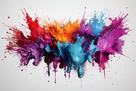 Colorful vibrant paint splashes on textured paper background for artistic design inspirationの素材