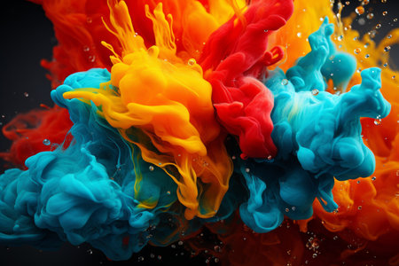 Colorful ink in water isolated on black background. Abstract background.の素材