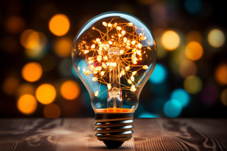 Abstract geometric composition with light bulb, conveying creative innovation and inspirationの素材