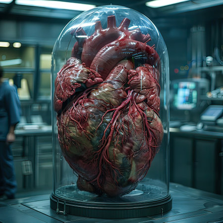 At this moment, a 3D printer is in the process of printing a heart using materials designed for 3D printingの素材