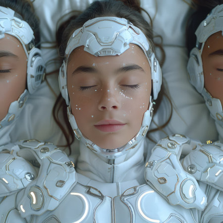 A woman is wearing a protective helmet featuring the letter c prominently displayed on its front, ensuring her safety and styleの素材