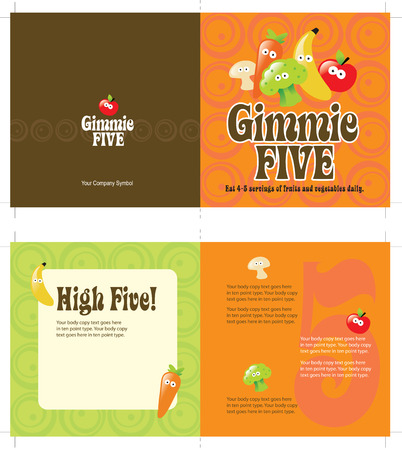 5x10 brochure template w/ 70s style background (folds to 5x5, includes cropmarks, bleeds, and fold marks)のイラスト素材