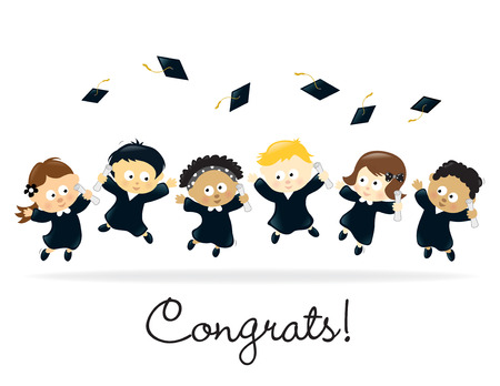 Graduation Kids - multi-ethnicのイラスト素材