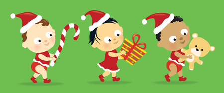Christmas babies w/ presents のイラスト素材