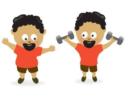 Obese man before and after のイラスト素材