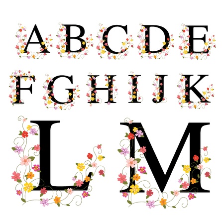 Decorative alphabet A-Mのイラスト素材