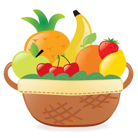 Fruits in a basketのイラスト素材