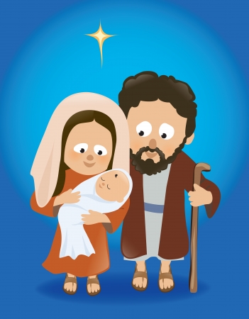 Baby Jesus with Mary and Josephのイラスト素材