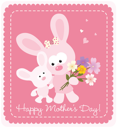 Happy Mother\'s Day bunniesのイラスト素材