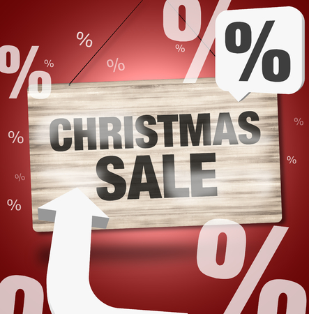 Christmas Sale Wood Boardの写真素材