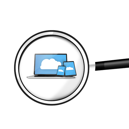 cloud computing magnifying glassの写真素材
