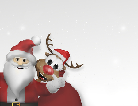 santa claus and reindeer corner 3dの写真素材