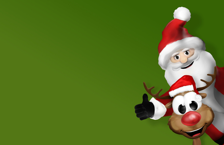 Christmas Santa Claus and Reindeer 3dの写真素材
