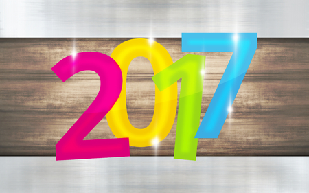 2017 metallic wooden background new year designの写真素材