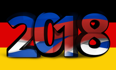 russia germany 2018 bold font 3d illustrationの写真素材