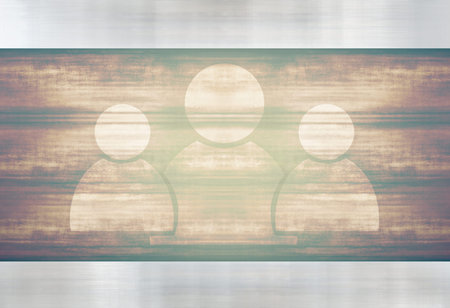 wooden metallic industry background with people silhouetteの写真素材