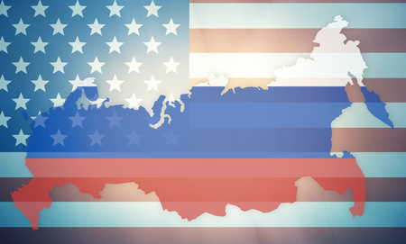 USA Russia states government outline modern map regular designの写真素材