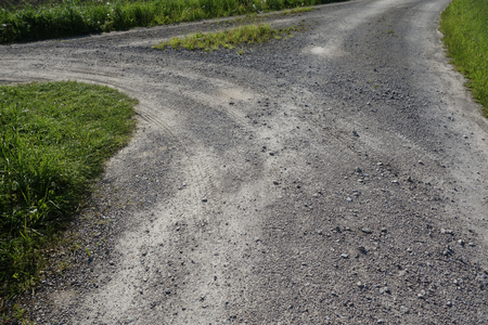 Dirt road and a junctionの写真素材