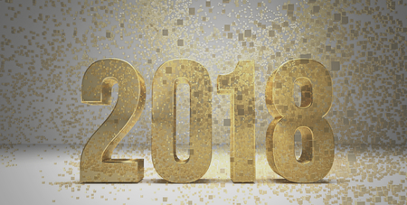 2018 golden gold new year. 2018 3d renderの写真素材