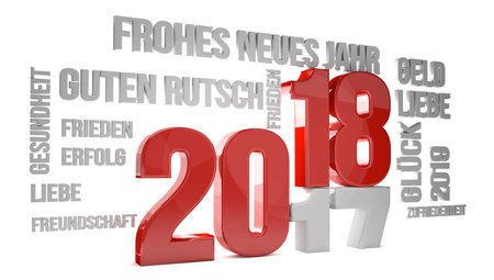 german language for 2018 new year 3d render