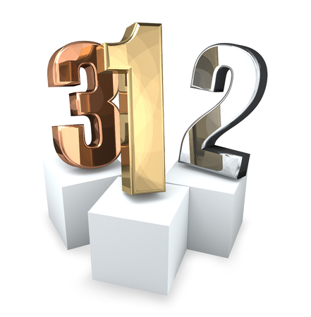 championship golden silver bronze podium 3d renderingの写真素材