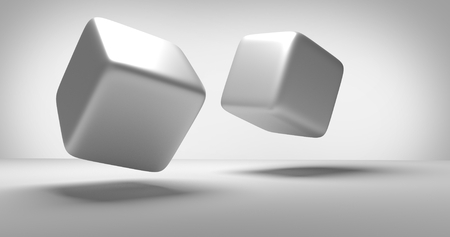 two cubes 3d renderingの写真素材