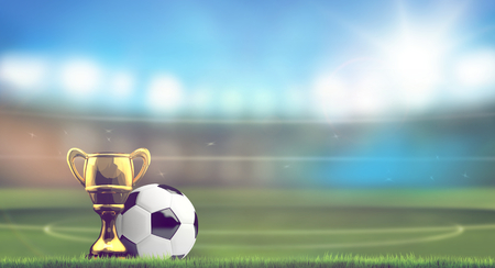 soccer football cup ball. 3d rendering football stadiumの写真素材