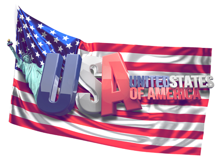 united states of america. flag of the united states. 3d renderingの写真素材