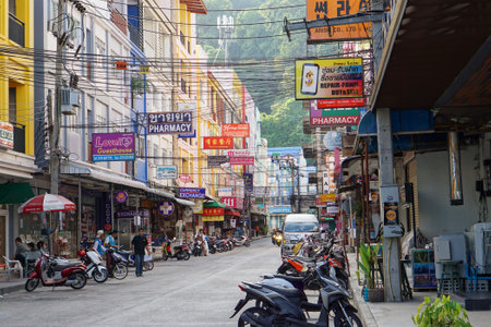 editorial illustrative Patong Phuket small typically Soi near bangla Road in Paton Phuket at June 2017のeditorial素材