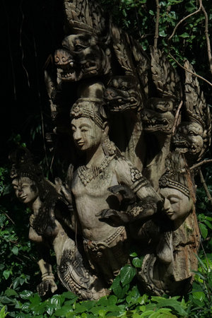 Thailand buddhism statue out of wood at sanctuary of truth in Pattaya