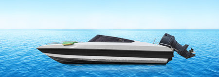 speedboat at light blue water ocean