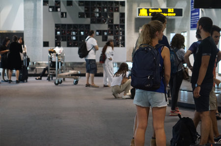 passengers at airport arrival Krabi International Airport Thailand August 2 2017のeditorial素材