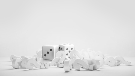 dices cubes white pile of questions marks 3d renderの写真素材