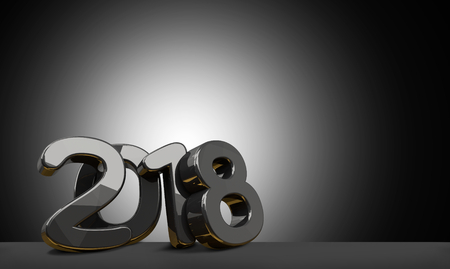2018 black background bold numbers 3d renderingの写真素材