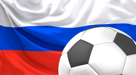 soccer football flag. russian colored flag 3d renderingの写真素材