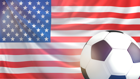 soccer football ball flag of America 3d renderingの写真素材
