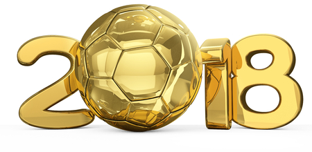 2018 golden soccer football ball symbol 3d renderingの写真素材