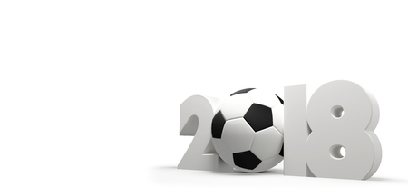 symbol 2018 white soccer football ball bold letters 3d renderingの写真素材