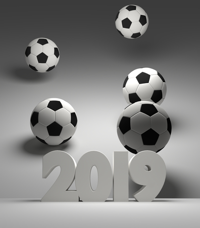 2019 white bold letters 3d renderingの写真素材