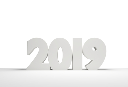 2019 white bold letters 3d renderingの写真素材