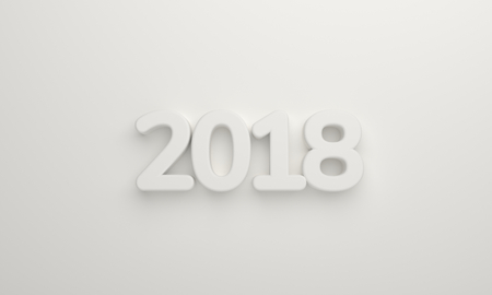 2018 white bold number 3d renderingの写真素材