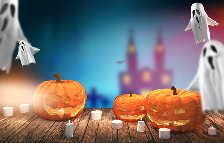 Halloween pumpkins 3D renderingの写真素材