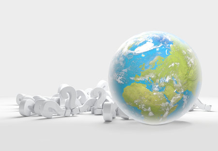Planet Earth with clouds, Europe and part of Asia and Africa 3D-Illustration.