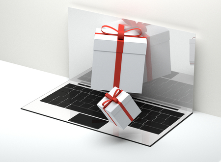 computer notebook laptop gifts screen 3d-illustrationの写真素材